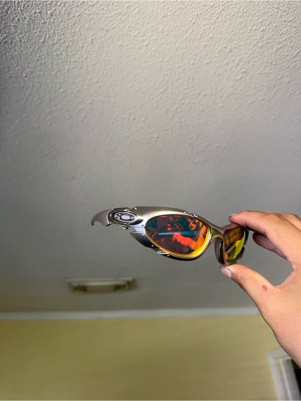 Oakley Men’s Silver Sunglasses with Orange Mirrored Lenses - Picture 2 of 2